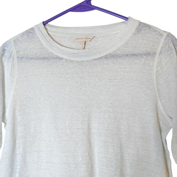 Rebecca Taylor Gauzy Linen Relaxed Short Sleeve T Shirt XS Quiet Luxury Minimal - Picture 3 of 10